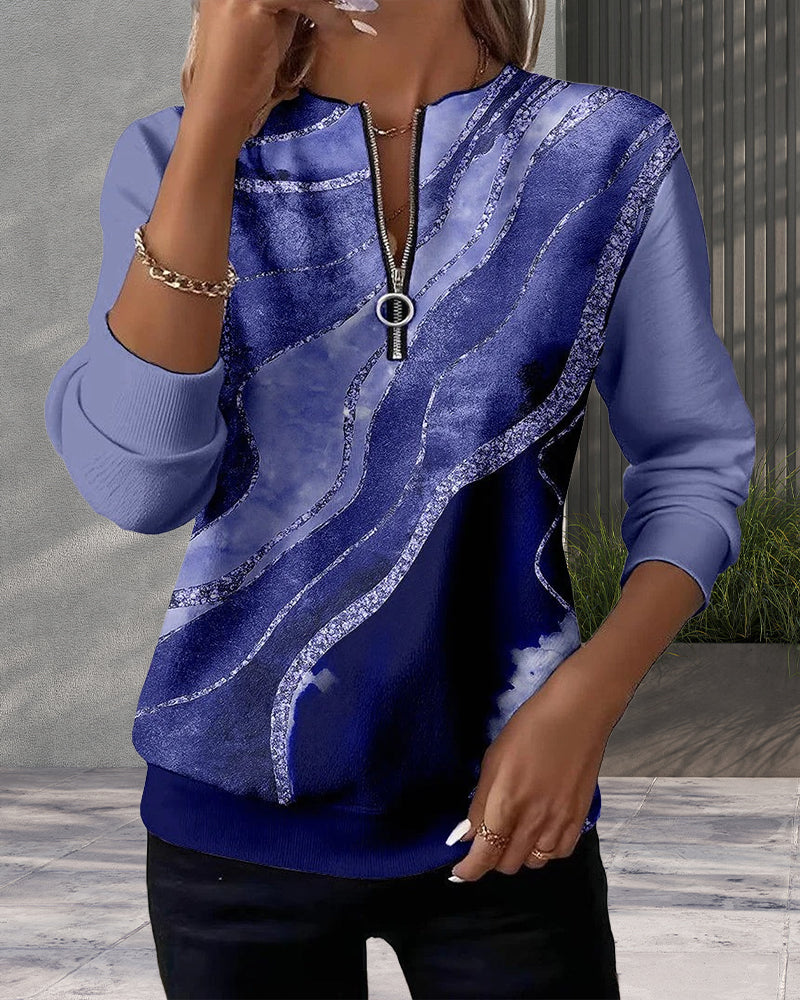 Novea™ | Halfzip sweatshirt med vintage-print