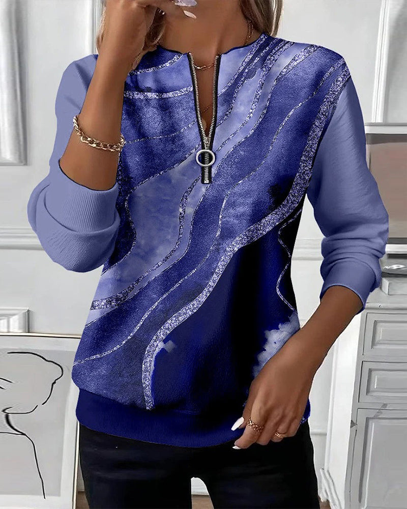 Novea™ | Halfzip sweatshirt med vintage-print