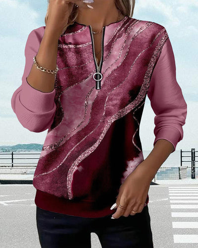 Novea™ | Halfzip sweatshirt med vintage-print